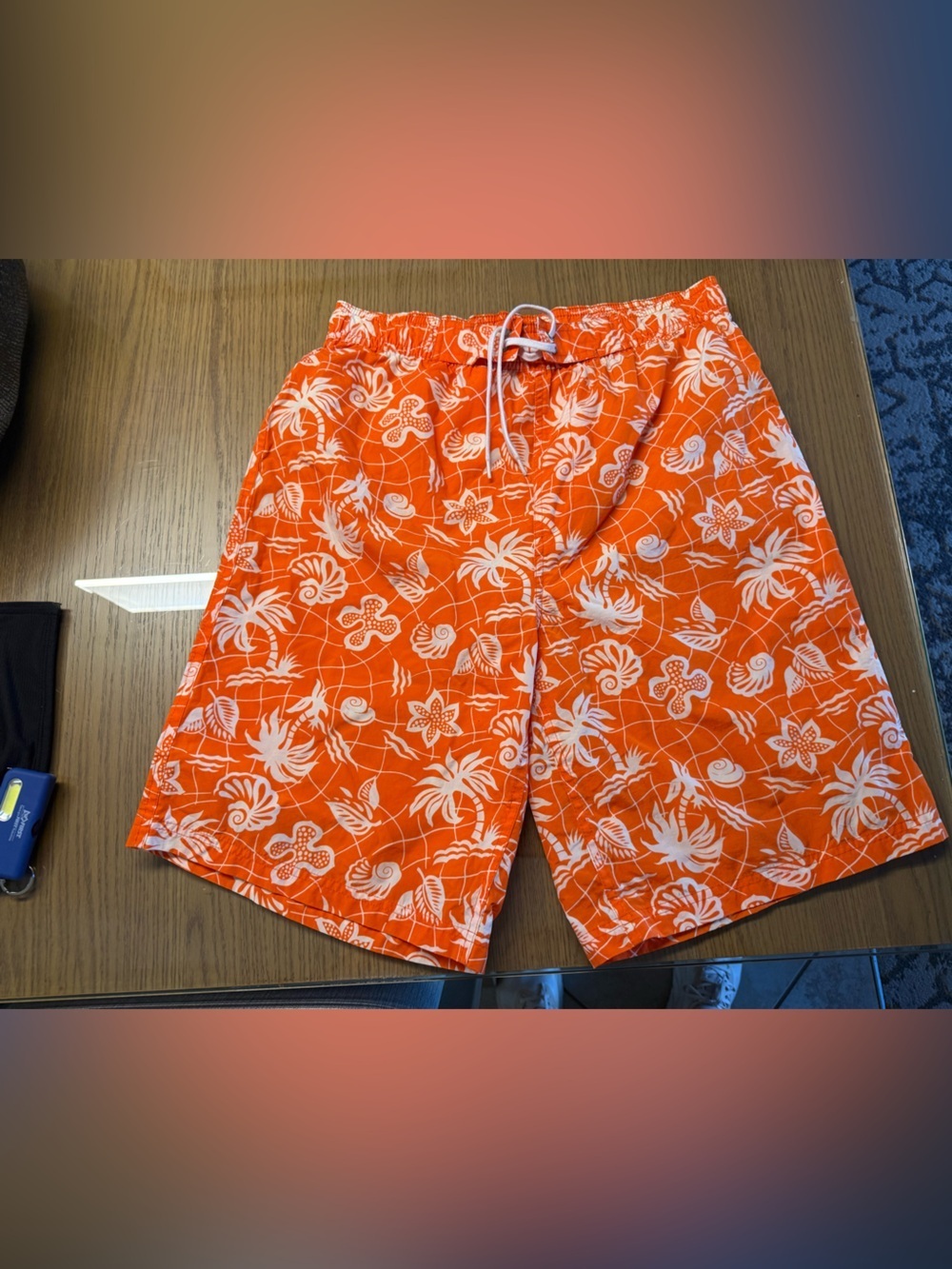 POLO SPORT Ralph Lauren Swim Trunks XL Orange Tropical Print Board Shorts VTG